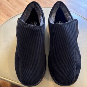 Fitville Mens Black diabetic Adjustable shoes Slippers 13 Wide  In & Outdoor